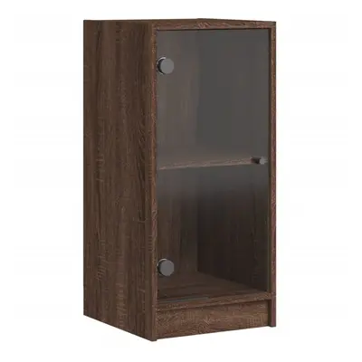 (brown oak) vidaXL Side Cabinet with Glass Doors Hall Storage Cabinet Cupboard Sonoma Oak