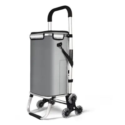 VOUNOT Folding Shopping Trolley on Wheels, Aluminium Lightweight Shopping Cart with Insulated Co