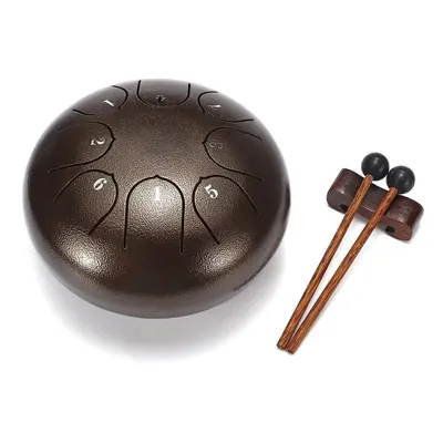 (Green) Inch Notes G Tune Steel Tongue Drum Handpan Instrument with Drum Mallets and Bag