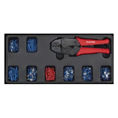 Tool Tray with Ratchet Crimper & Assorted Insulated Terminal Set