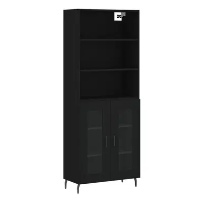 (black, glass doors) vidaXL Highboard Sideboard Storage Cabinet High Gloss White Engineered Wood