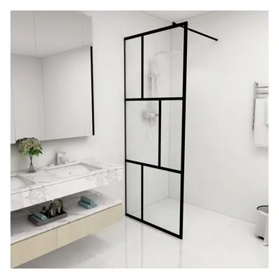 Walk-in Shower Wall with Tempered Glass Black 80x195 cm