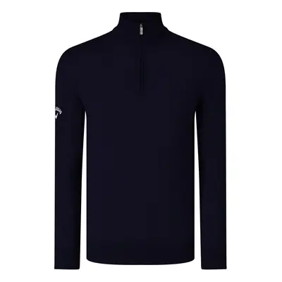 (L, Peacoat Navy) Callaway Mens Ribbed Zip Merino Sweater