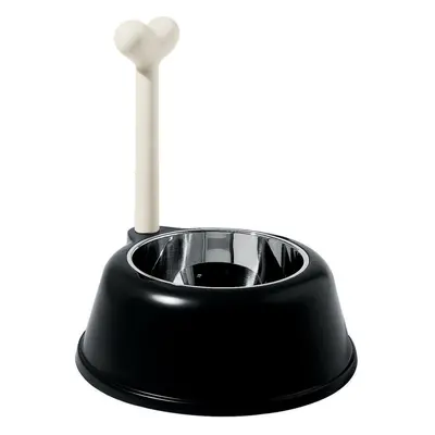 A Di Alessi Lupita Dog Bowl in Thermoplastic Resin with 18/10 Stainless Steel Insert, Black