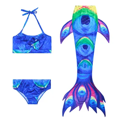 (XL, Type C) 3pcs/Set Mermaid Tail Swimsuit Swimwear Summer Swimpool Swim Beach Kids Girls