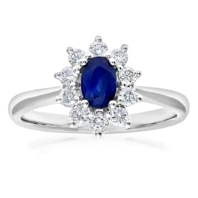 (M) Jewelco London 18ct White Gold 0.33ct Diamond and Sapphire Ring,Round Brilliant