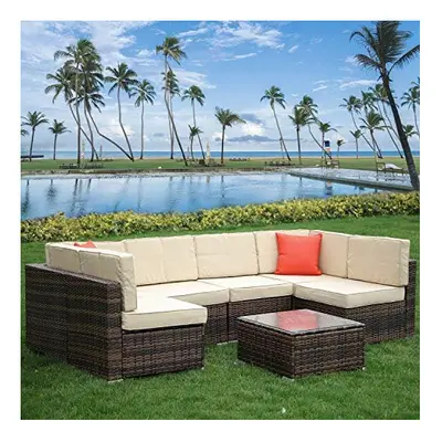 bigzzia Seater Garden Furniture Set, Patio Rattan Dining Table Set Wicker Weave Corner Sofa Seat