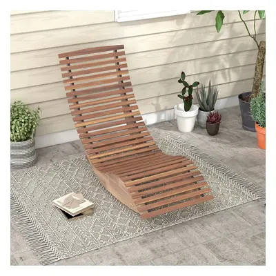 Outdoor Acacia Rocking Chair Porch Rocker Slatted Sun Lounger for Patio