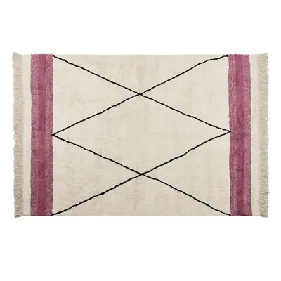 Cotton Area Rug x cm Beige and Pink AFSAR