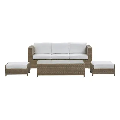 Garden Lounge Set with Ottoman BELLUNO Seater PE Rattan White