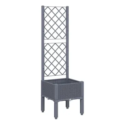 (grey, x x cm) vidaXL Garden Planter with Trellis Patio Flower Pot Planter Box Light Grey PP