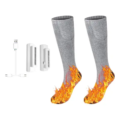 (Dark Grey) 3.7V Heated Socks Foot Warmers Electric Heating Washable Battery for Winter Skiing H