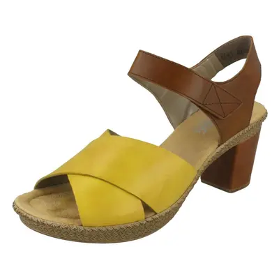 (UK 6.5, Yellow) Ladies Rieker Stylish Heeled Sandals 665H1