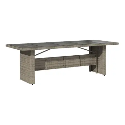 (grey, glass) vidaXL Garden Table with Wooden Top Coffee Table Outdoor End Table Poly Rattan