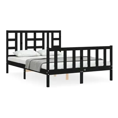 (black, x cm) vidaXL Bed Frame Platform Bed with Headboard Black Small Double Solid Wood