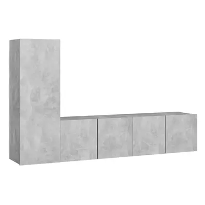 vidaXL TV Cabinet Set Piece Concrete Grey Chipboard Living Room Furniture