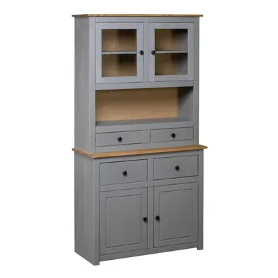 vidaXL Solid Wood Pine Panama Range Highboard Grey Wooden Furniture Cabinet