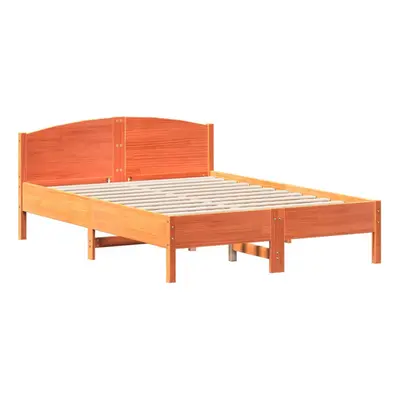 (brown, x cm) vidaXL Bed Frame with Headboard Bed Base White 140x200 cm Solid Wood Pine