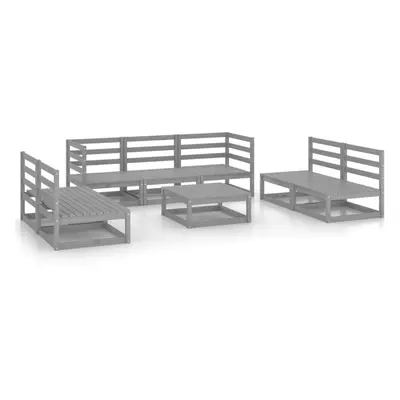 vidaXL Garden Lounge Set Outdoor Furniture Set Piece Grey Solid Wood Pine