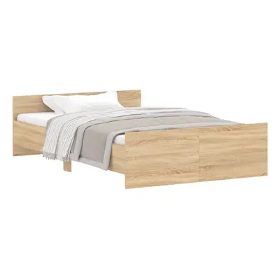 (sonoma oak, x cm) vidaXL Bed Frame with Headboard and Footboard Mattress Foundation Bed Base