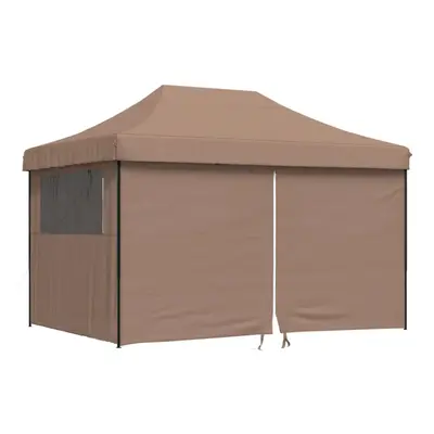 (brown, with sidewalls) vidaXL Foldable Party Tent Pop-Up with Sidewalls Patio Gazebo Canopy She