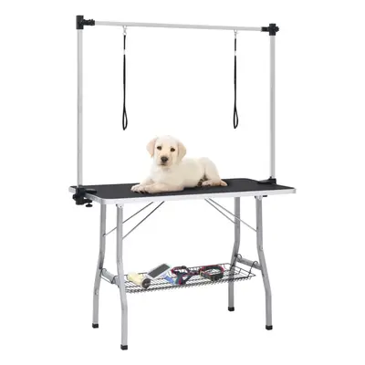 Adjustable Dog Grooming Table with Loops and Basket