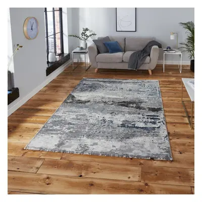 (120x170cm) Craft Abstract Rugs Grey Navy Dense Soft Mats