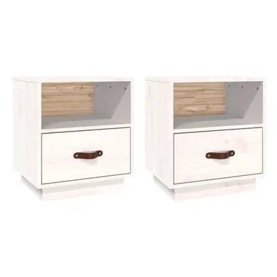 (White, 2) vidaXL 1/2x Solid Wood Pine Bedside Cabinet Bedroom Furniture Multi Colours