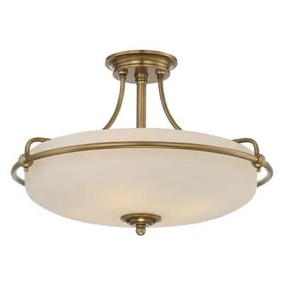 4 Bulb Semi Flush Light Weathered Brass LED E27 100W Bulb