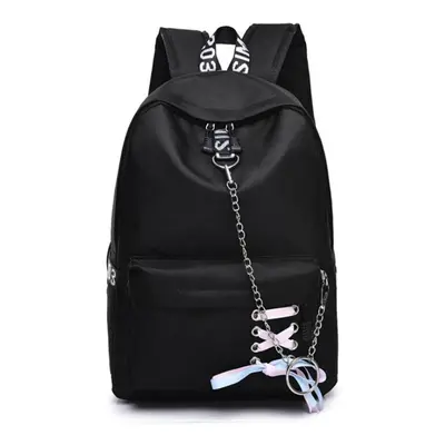 (Black) 17L Outdoor Travel Backpack Waterproof Nylon School Rucksack Girls Women Bag With Headph