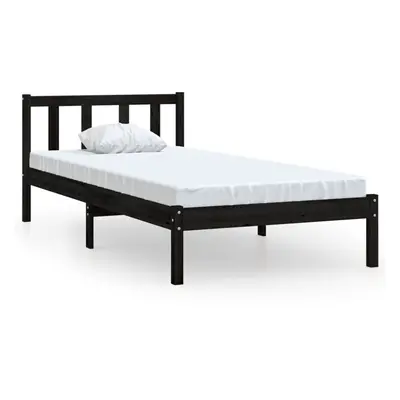 vidaXL Bed Frame Bed Base Platform Bed Black Solid Wood Pine 90x190 cm Single