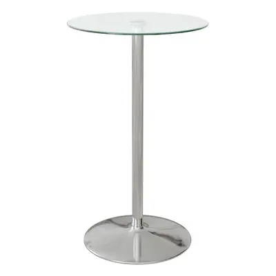 HOMCOM Round Bar Table for People, High Pub Table with Tempered Glass Top