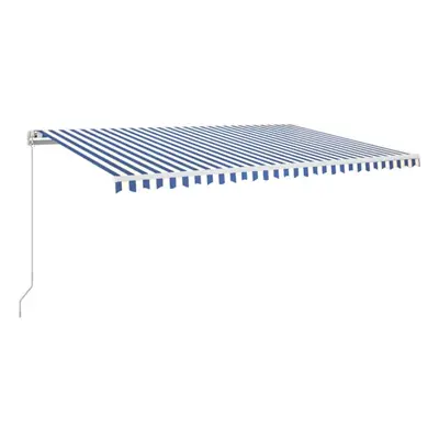 vidaXL Manual Retractable Awning with LED 500x350 cm Blue and White Shelter