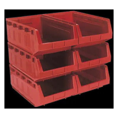 Plastic Storage Bin x x 190mm - Red Pack of