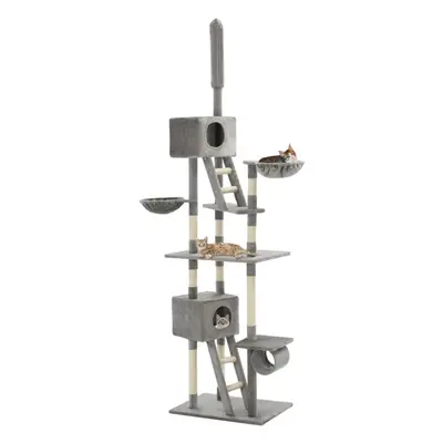 vidaXL Cat Tree with Sisal Scratching Posts 230-260cm Grey Kitty Play Centre