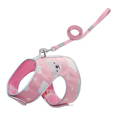 (Pink, S) Cat Chest Strap Reflective Design Close-fitting Design Upgrade Breathable Mesh Fabric