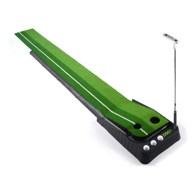 (With Track, 3M) Golf Putting Green Trainer Pad with Auto Ball Return System with Holes