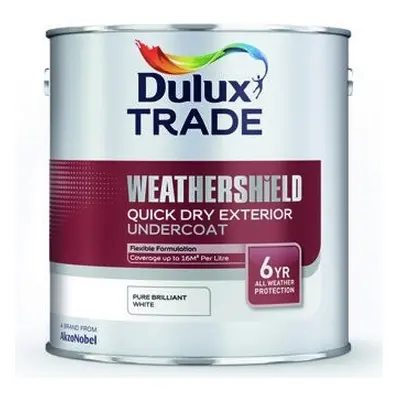 Dulux Trade Weathershield Quick Drying Exterior Undercoat Pure Brilliant White 2.5 Litre