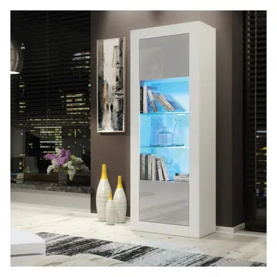 Display Cabinet 170cm Creative Furniture - White & Grey Gloss Doors