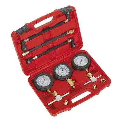 3 Piece Motorcycle Compression & Fuel Pressure Gauge Set - 220mm Hoses