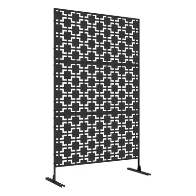 Outsunny 6.5FT Metal Outdoor Privacy Screen Panel w/ Stand, Grid Style