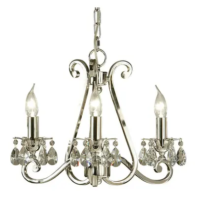 Esher Ceiling Pendant Chandelier Polished Nickel & Crystal Curved Lamp Light