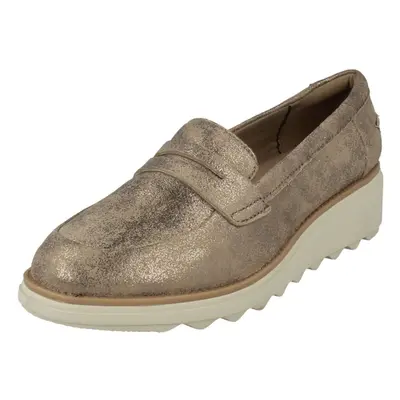 (UK 8, Pewter (Silver)) Ladies Clarks Casual Slip On Wedge Shoes Sharon Ranch - D Fit