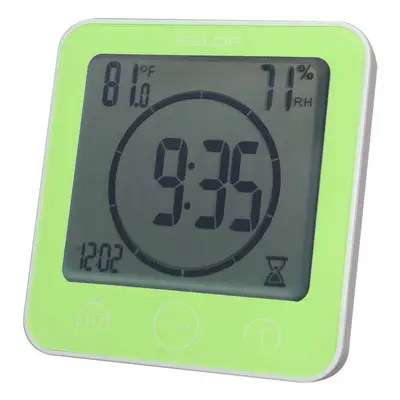 (Green) Digital Waterproof Shower Clock Temperature Sensor Wall Countdown Bathroom Timer