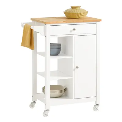 SoBuyÂ® FKW46-WN, Kitchen Storage Trolley Serving Trolley with Cabinet