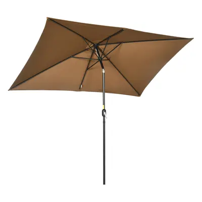 Outsunny 3x2m Patio Parasol Canopy Tilt Crank Ribs Sun Shade Garden Brown