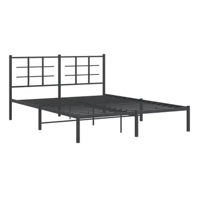 (black, x cm/with headboard) vidaXL Metal Bed Frame with Headboard Home Bed Base Bedstead Black 