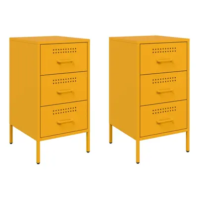 vidaXL Bedside Cabinets Bed Side Table pcs Mustard Yellow Cold-rolled Steel