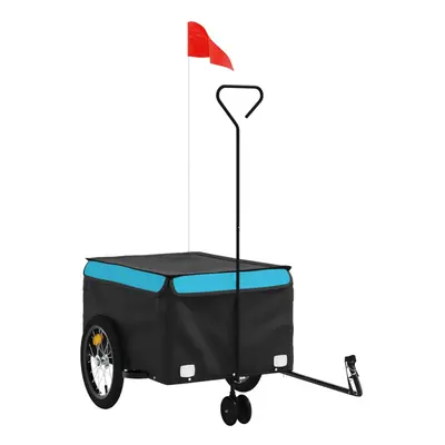 (blue, 62.5 x x cm) vidaXL Bike Cargo Trailer Bike Carriage Bicycle Wagon Trailer with Flag Iron