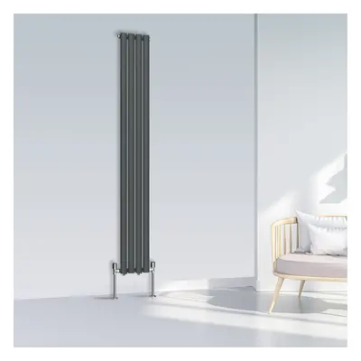 (1800x236mm Single, Anthracite) NRG Oval Column Designer Radiator Horizontal Vertical Central He